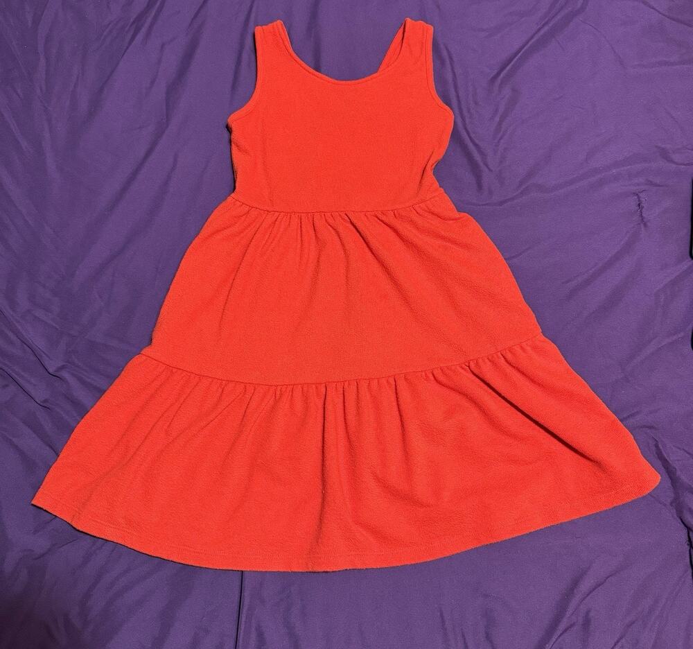 Cat & Jack Little Girls Red Swim Dress Coverup Large 10-12